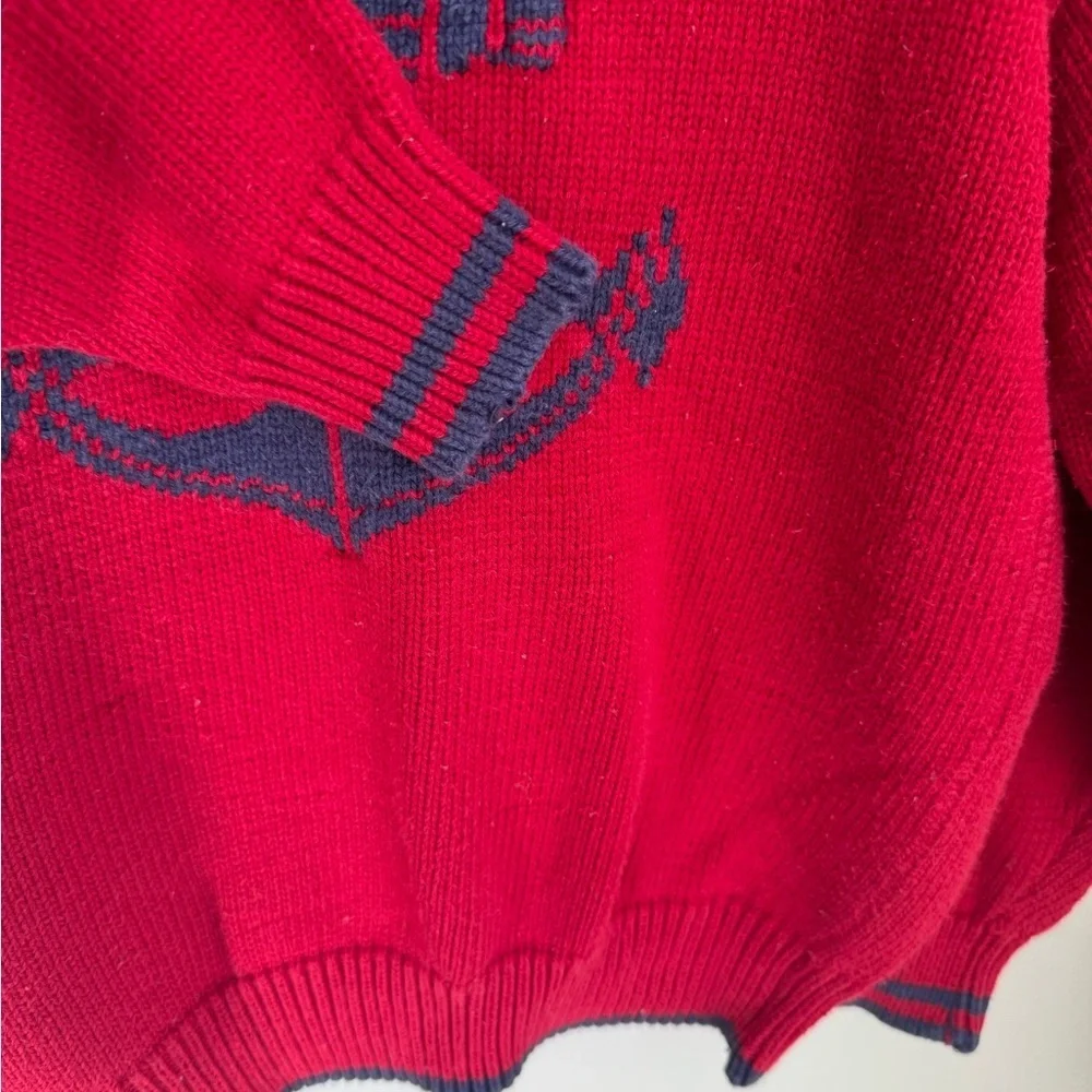 Talbot Kids Vintage Anchor Red Knit Crewneck Size M 100% Cotton